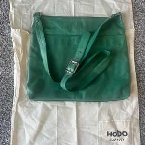 Green leather HOBO purse with adjustable strap